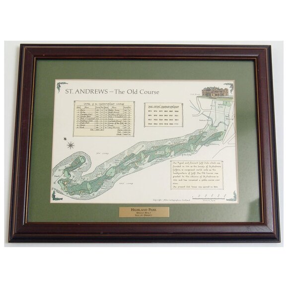 ST. ANDREWS The Old Course Framed Alba Cartographics Scotland Golf Map Print